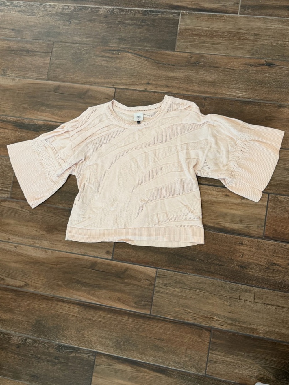 CAbi Blush Eyelet Knit Cropped Top